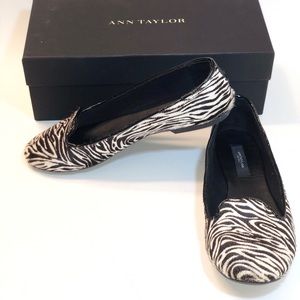 Ann Taylor Hadley Loafer Zebra Winter White  Flats